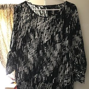 NWOT Sheer Black & White Blouse
